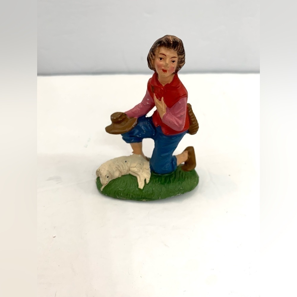 Vintage Chalkware Christmas Nativity Figure Shepherd Boy Italy